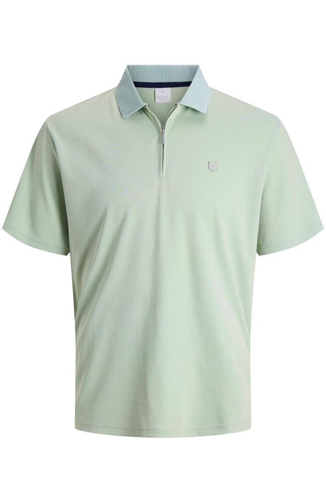 JPRRODNEY SS ZIP POLO STYD SS25 12286330 Aqua Gray